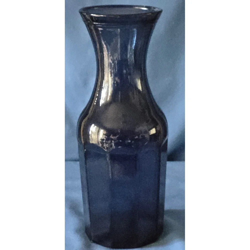 Vidrios San Miguel Cobalt Blue Recycled Glass Vase Hand Made Spain Octagon 10in